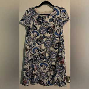 Betsey Johnson Womens Multicolor Floral Mini Dress Crew Neck Short Sleeve Size 6